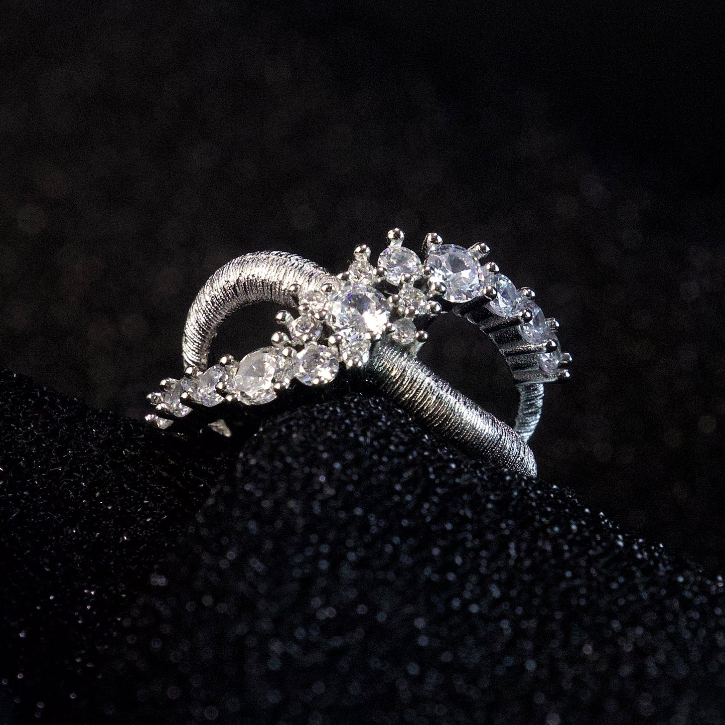 Twist Wrap CZ Cluster Ring,Delicate, stackable everyday statement jewelry