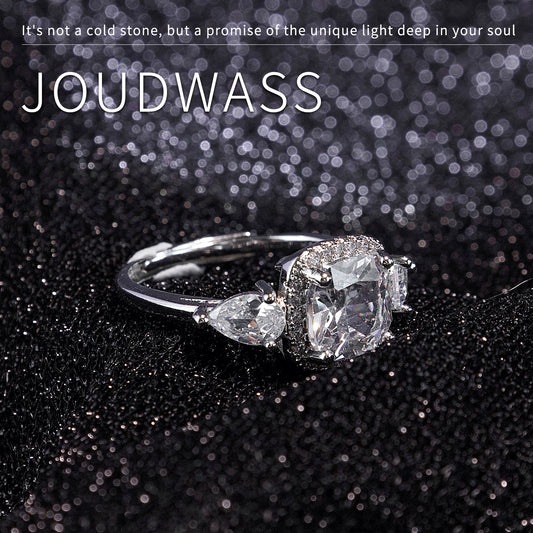 Joudwass adjustable moissanite ring: diamond-alternative brilliance, fits all sizes. Perfect gift for her!