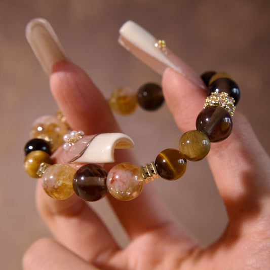 joudwass Golden Citrine Fortune Bracelet, Powerful Money Abundance Stone, Attracts Success and Good Luck