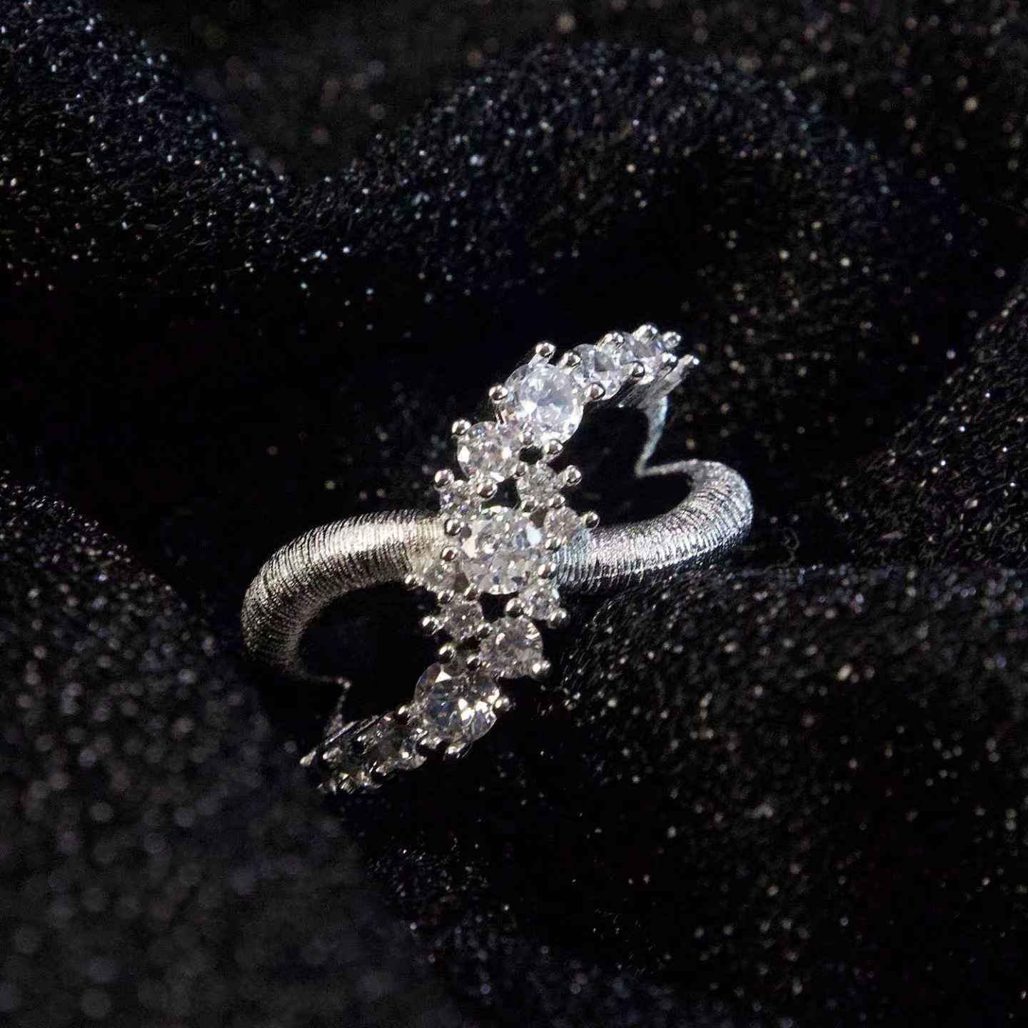 Twist Wrap CZ Cluster Ring,Delicate, stackable everyday statement jewelry