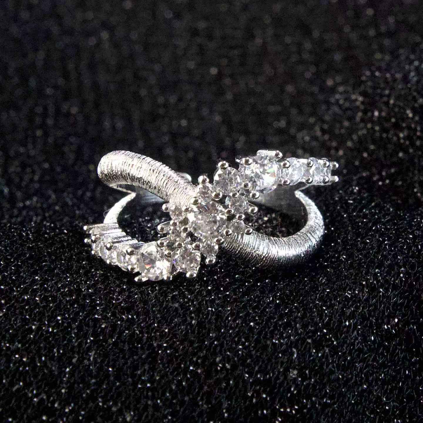 Twist Wrap CZ Cluster Ring,Delicate, stackable everyday statement jewelry