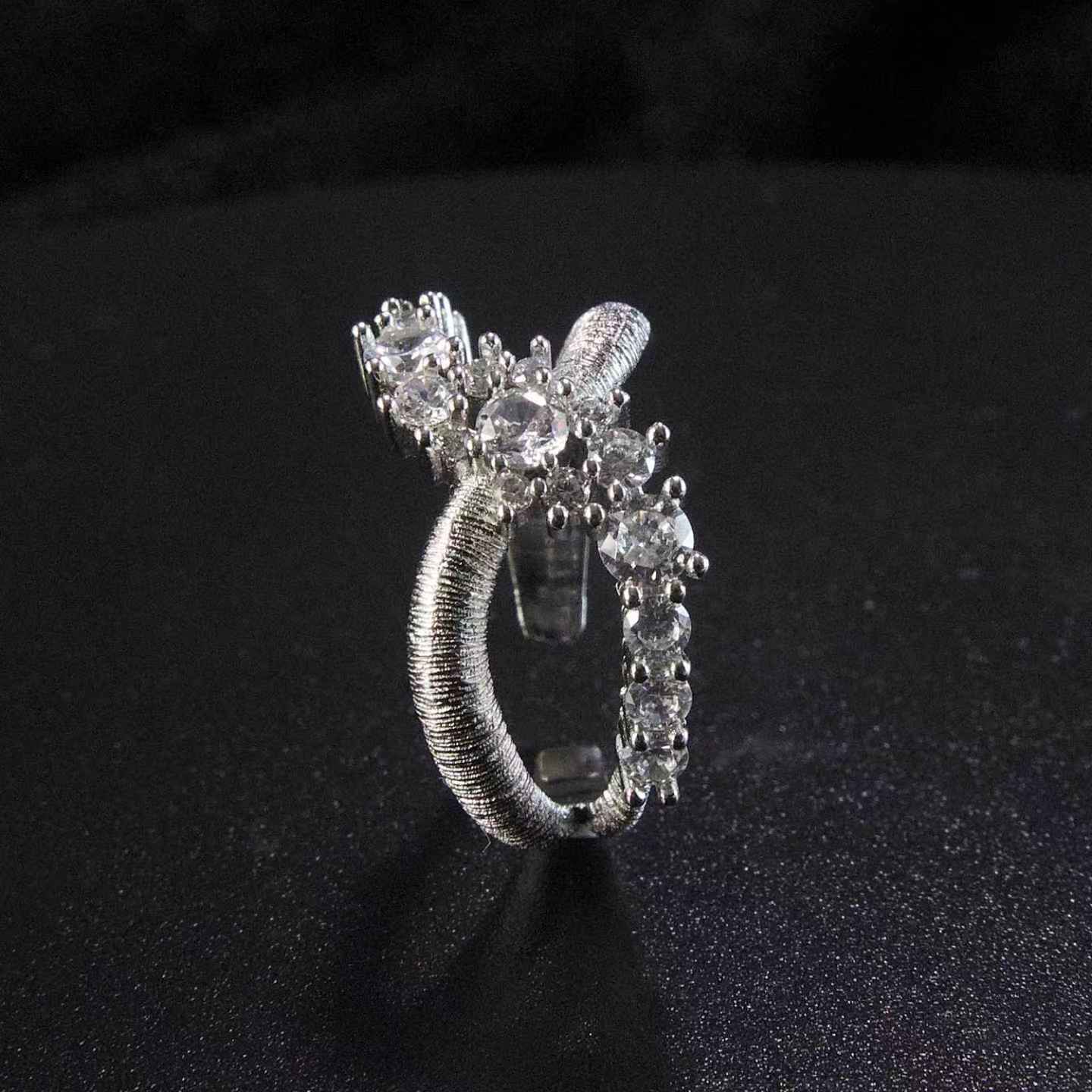 Twist Wrap CZ Cluster Ring,Delicate, stackable everyday statement jewelry