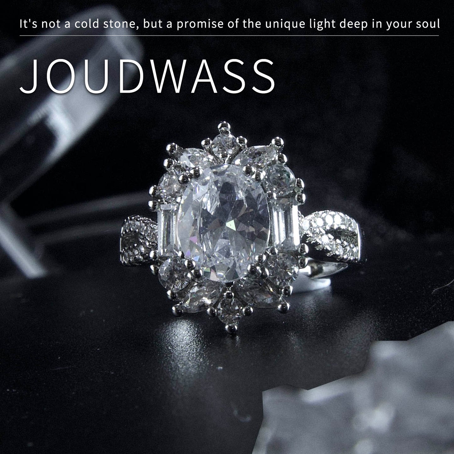 Joudwass Adjustable Moissanite Ring – Sparkling & Stylish