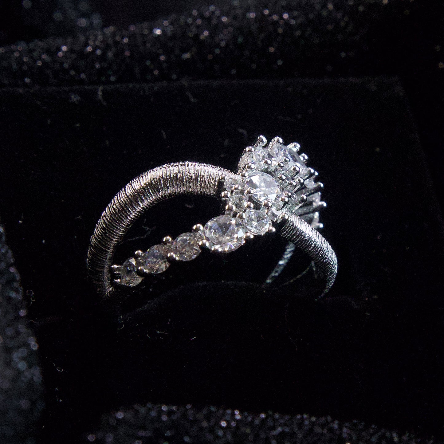 Twist Wrap CZ Cluster Ring,Delicate, stackable everyday statement jewelry